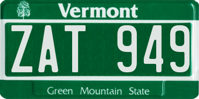 VT license plate ZAT949