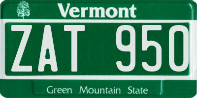 VT license plate ZAT950