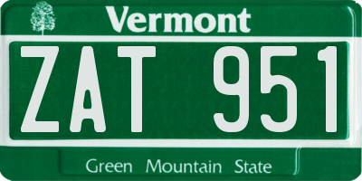 VT license plate ZAT951