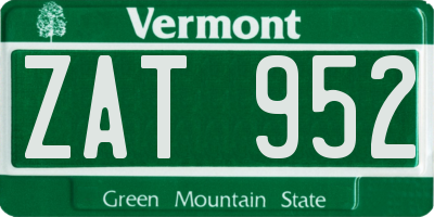 VT license plate ZAT952