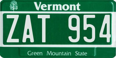VT license plate ZAT954