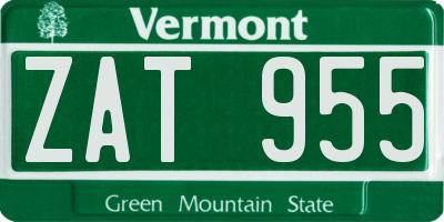 VT license plate ZAT955