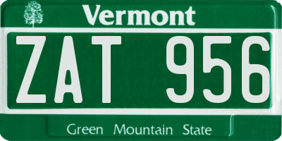 VT license plate ZAT956