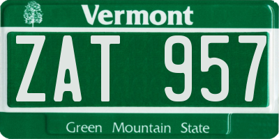 VT license plate ZAT957