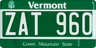 VT license plate ZAT960