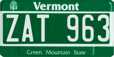 VT license plate ZAT963