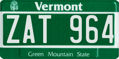 VT license plate ZAT964