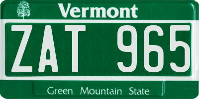VT license plate ZAT965