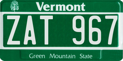 VT license plate ZAT967
