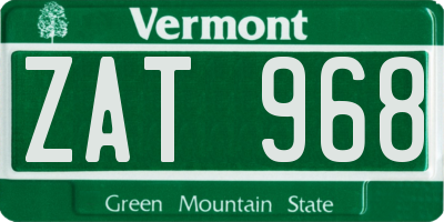 VT license plate ZAT968