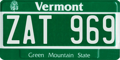 VT license plate ZAT969