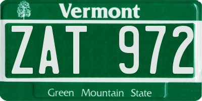VT license plate ZAT972