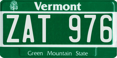 VT license plate ZAT976
