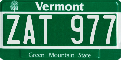 VT license plate ZAT977
