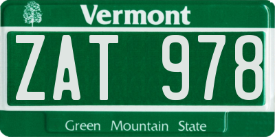 VT license plate ZAT978