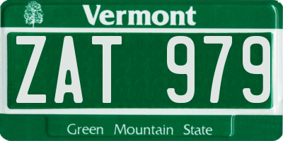 VT license plate ZAT979