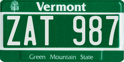 VT license plate ZAT987