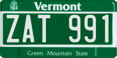 VT license plate ZAT991