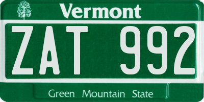 VT license plate ZAT992