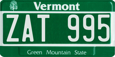 VT license plate ZAT995