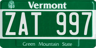 VT license plate ZAT997