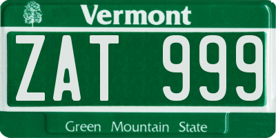 VT license plate ZAT999