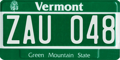 VT license plate ZAU048