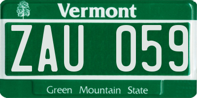 VT license plate ZAU059