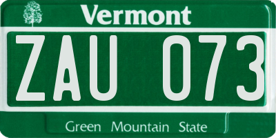 VT license plate ZAU073