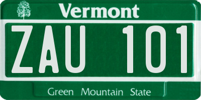 VT license plate ZAU101