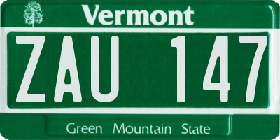 VT license plate ZAU147