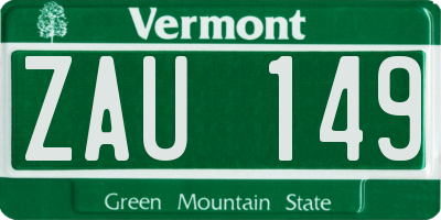 VT license plate ZAU149