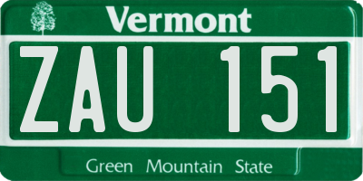 VT license plate ZAU151