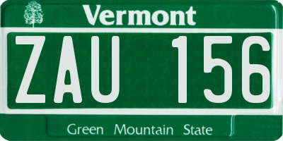 VT license plate ZAU156