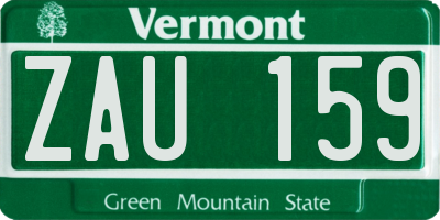 VT license plate ZAU159