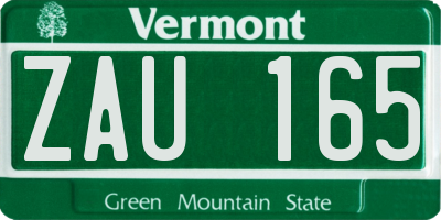VT license plate ZAU165