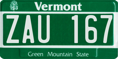 VT license plate ZAU167