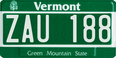 VT license plate ZAU188