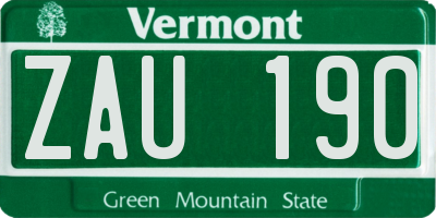 VT license plate ZAU190