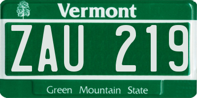 VT license plate ZAU219