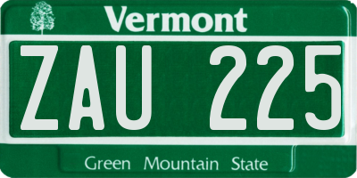 VT license plate ZAU225
