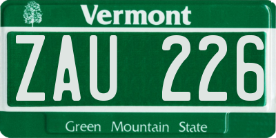VT license plate ZAU226