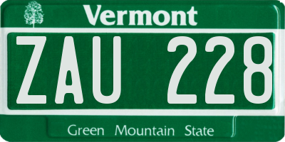 VT license plate ZAU228