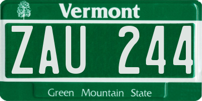 VT license plate ZAU244