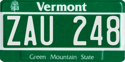 VT license plate ZAU248