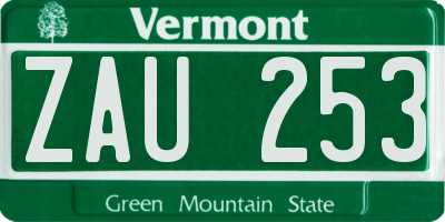 VT license plate ZAU253