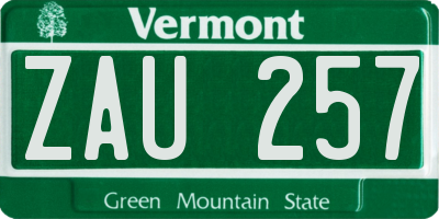 VT license plate ZAU257