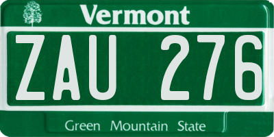 VT license plate ZAU276
