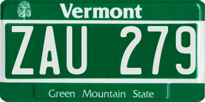 VT license plate ZAU279