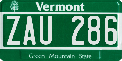 VT license plate ZAU286